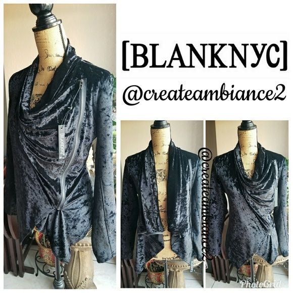 Blank NYC Jackets & Blazers - Blank NYC Crushed Velvet Asymmetrical Jacket